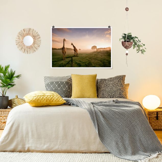 Poster Landschaft Surreal Giraffes