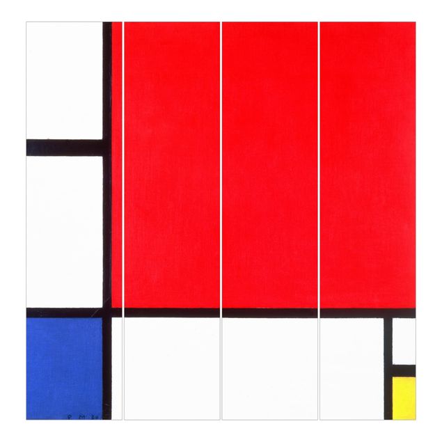 Schiebegardinen Kunstdrucke Piet Mondrian - Komposition Rot Blau Gelb