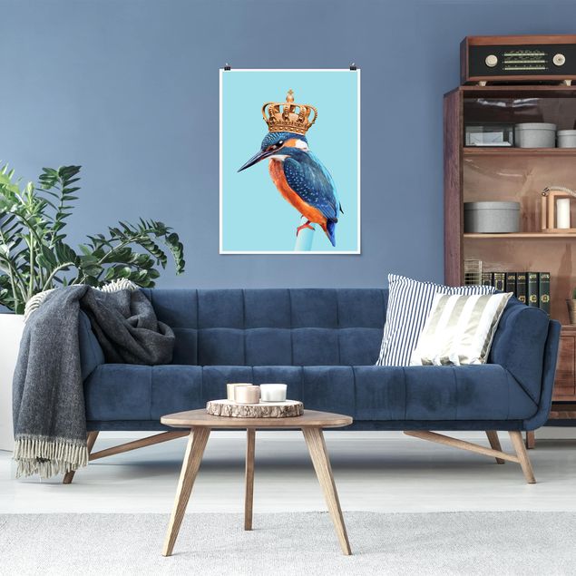 Moderne Poster Eisvogel mit Krone