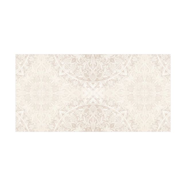 Vinyl-Teppich - Mandala Aquarell Ornament Muster beige - Querformat 2:1