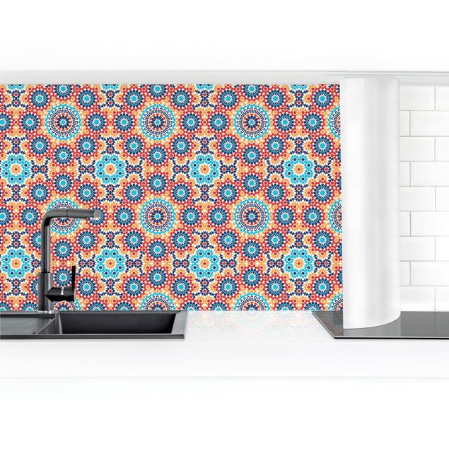 Küchenrückwand selbstklebend Orientalisches Muster mit bunten Blumen
