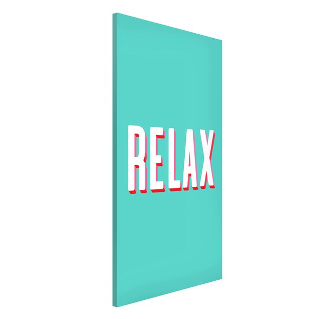 Magnettafel - Relax Typo auf Blau - Hochformat 3:4
