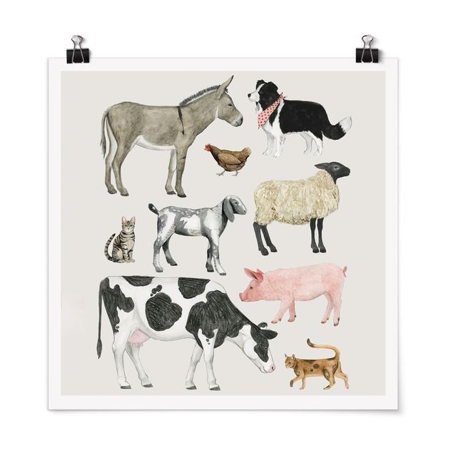 Moderne Poster Bauernhof Tierfamilie II