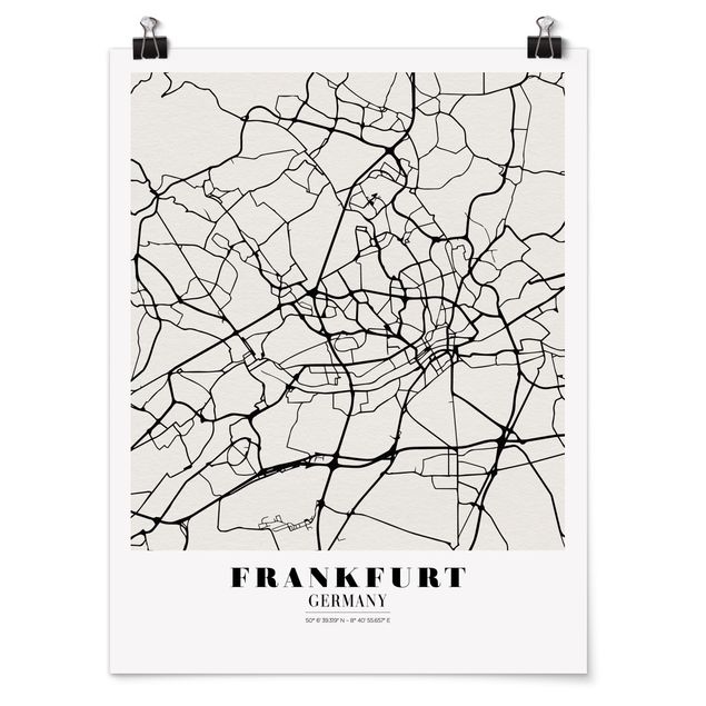 Poster - Stadtplan Frankfurt - Klassik - Hochformat 3:4