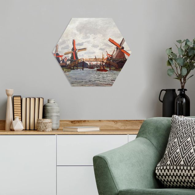 Hexagon-Bilder Claude Monet - Windmühlen Zaandam