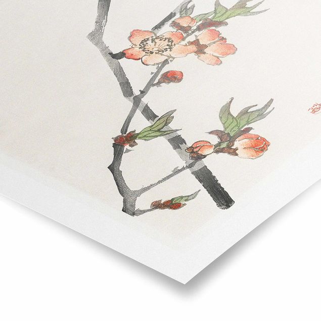 Poster kaufen Asiatische Vintage Zeichnung Kirschblütenzweig