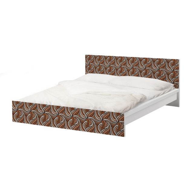 Möbelfolie für IKEA Malm Bett niedrig 140x200cm - Klebefolie Holzschnitt in Braun