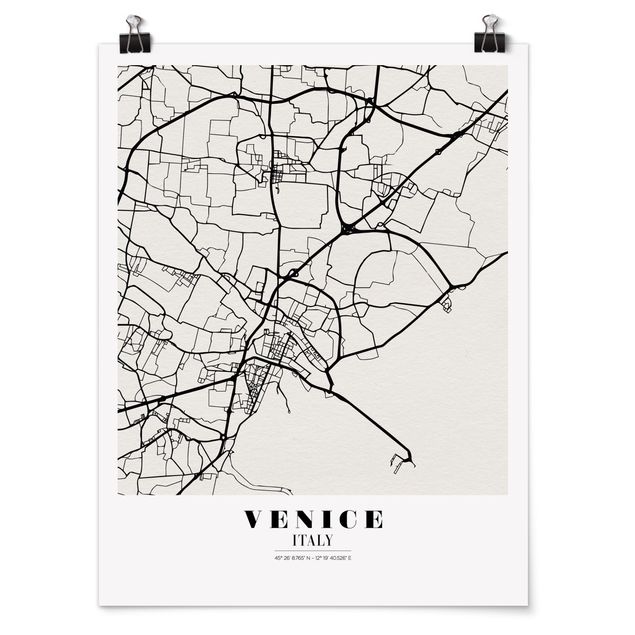 Poster - Stadtplan Venice - Klassik - Hochformat 3:4