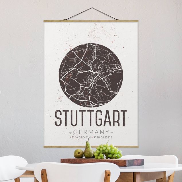 schöne Bilder Stadtplan Stuttgart - Retro