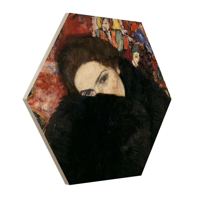 Holzbilder Gustav Klimt - Dame mit Muff