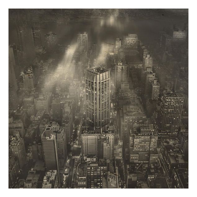 Holzbilder Syklines Sonnenlicht über New York City