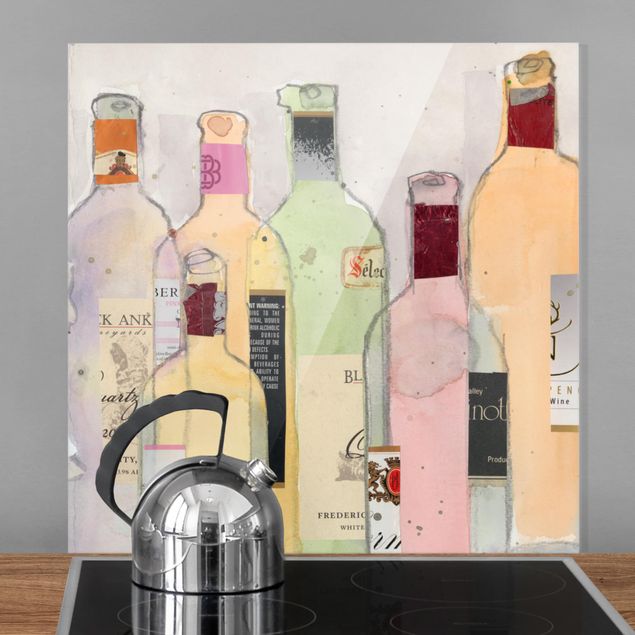 Spritzschutz Künstler Weinflaschen in Wasserfarbe I