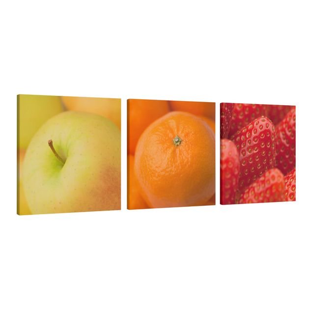 Leinwandbild 3-teilig - Frisches Obst - Quadrate 1:1