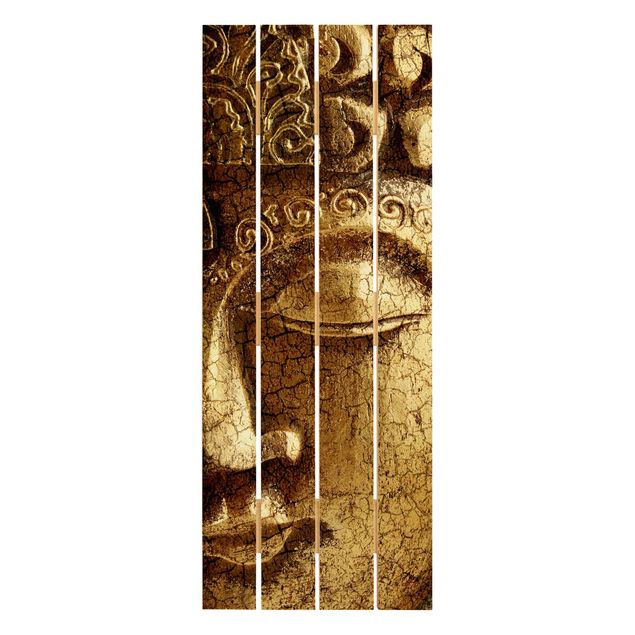 Holzbild - Vintage Buddha - Hochformat 5:2