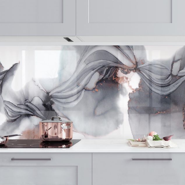Platte Küchenrückwand Schwarze Medusa mit Kupferglanz