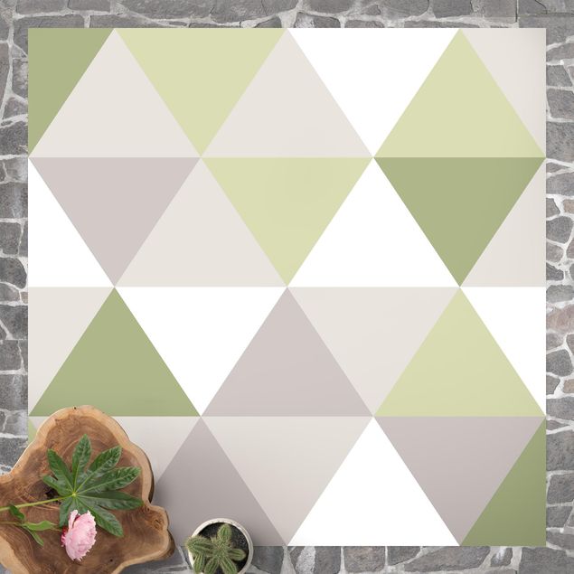 Teppich für Balkon Geometrisches Muster gekippte Dreiecke Grün