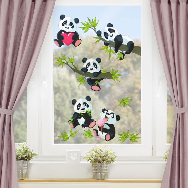 Fensterfolie Pandabären Set Herz