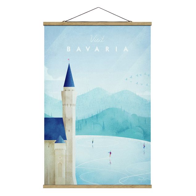 Stoffbild mit Posterleisten - Reiseposter - Bavaria - Hochformat 2:3
