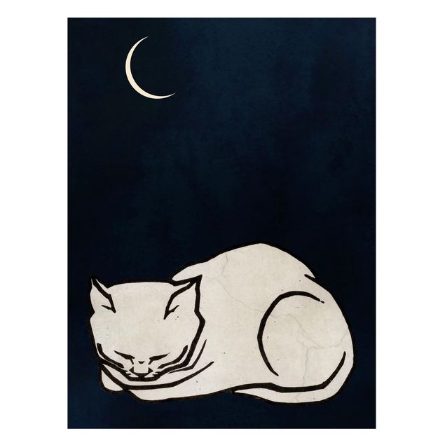 Magnettafel - Schlafende Katze Illustration - Hochformat 3:4