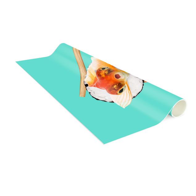 Teppich türkis Sushi mit Goldfisch