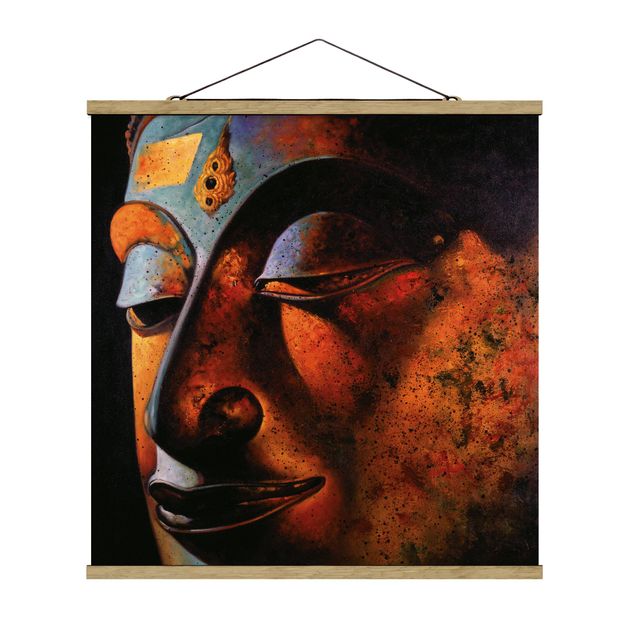 Stoffbild mit Posterleisten - Bombay Buddha - Quadrat 1:1