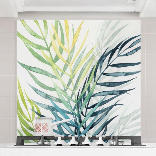 Glasrückwand Küche Blumen Tropisches Blattwerk - Palme
