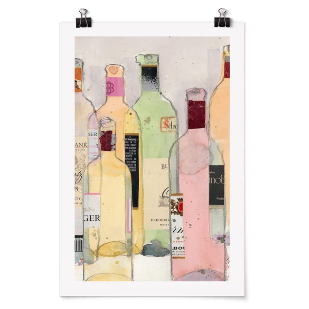 Poster - Weinflaschen in Wasserfarbe I - Hochformat 3:2