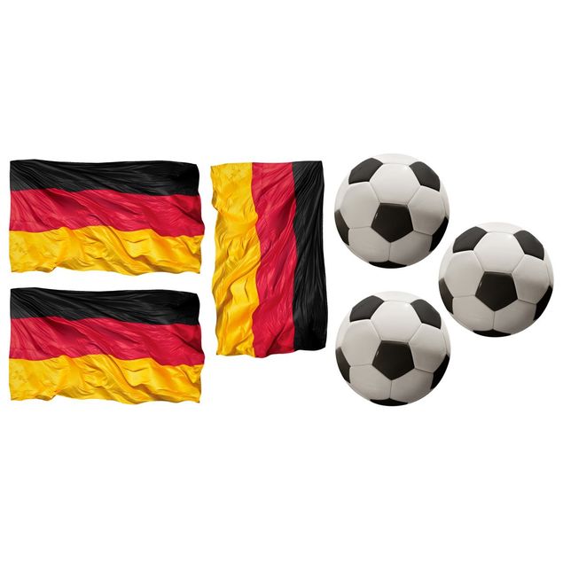 Wandtattoo Fußball - Deutschlandfahne und Ball Sticker Set