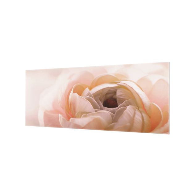Spritzschutz Glas - Rosa Blüte im Fokus - Panorama 5:2
