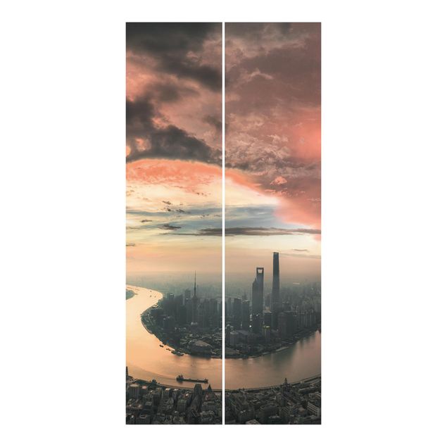 Schiebegardinen Set - Shanghai am Morgen - Flächenvorhang