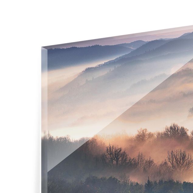 Spritzschutz Glas - Nebel bei Sonnenuntergang - Querformat - 3:2