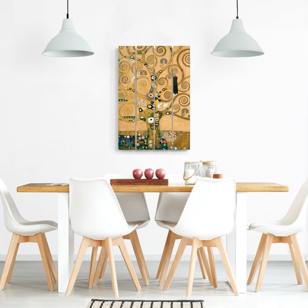 Holzbild - Gustav Klimt - Der Lebensbaum - Hochformat 3:2