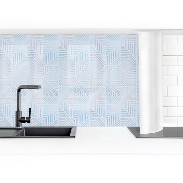 Küchenrückwand selbstklebend Linienmuster Verlauf in Blau II