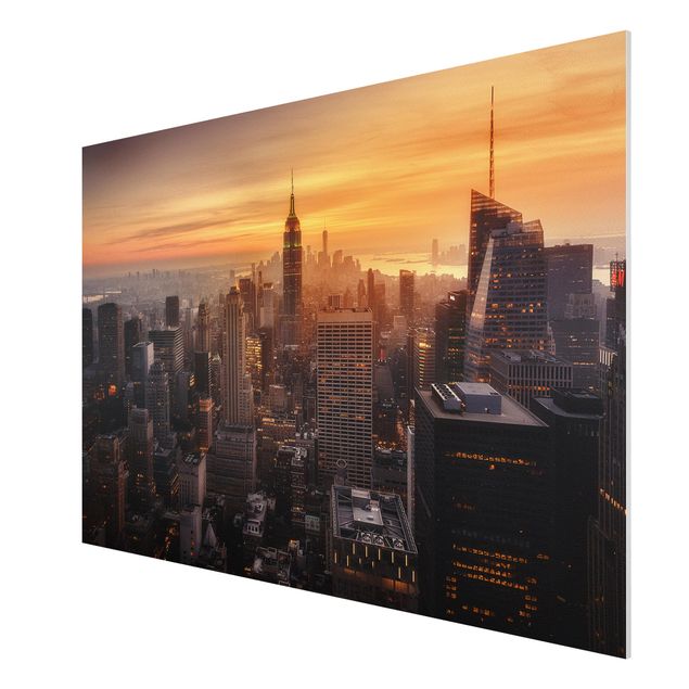 Forex Fine Art Print - Manhattan Skyline Abendstimmung - Querformat 2:3