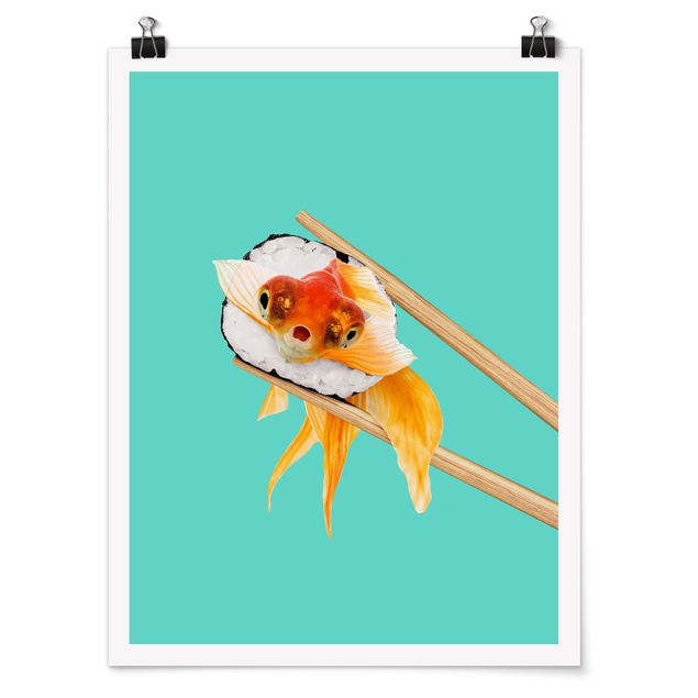 Moderne Poster Sushi mit Goldfisch