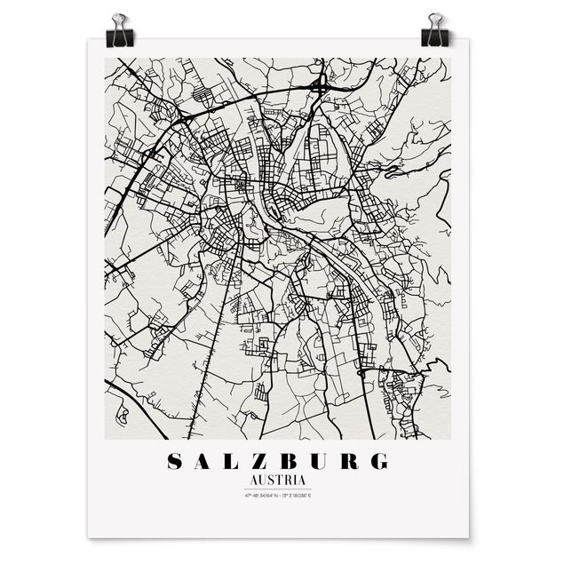 Poster - Stadtplan Salzburg - Klassik - Hochformat 3:4