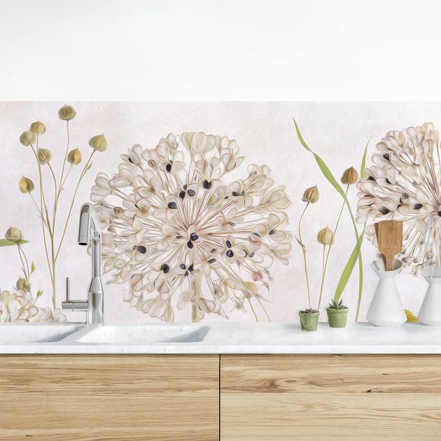 Platte Küchenrückwand Allium und Helenium Illustration