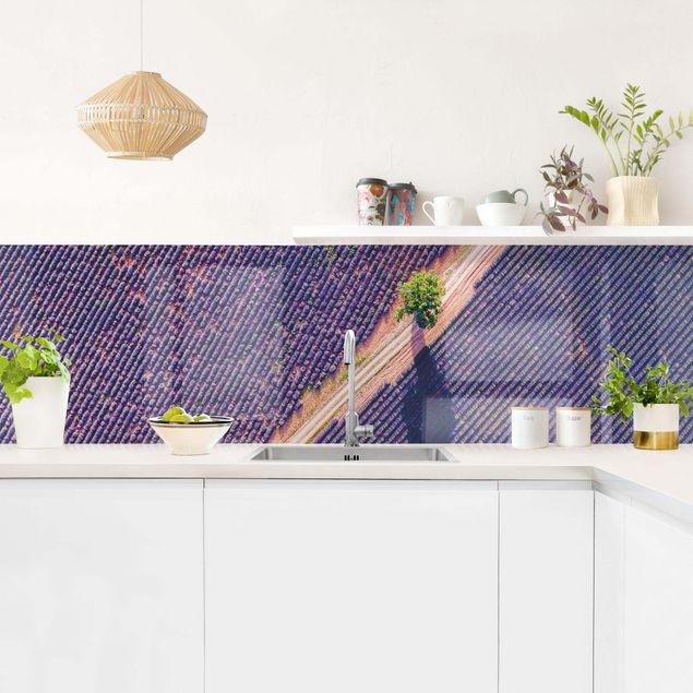 Wandpaneele Küche Lavendelfeld Draufsicht