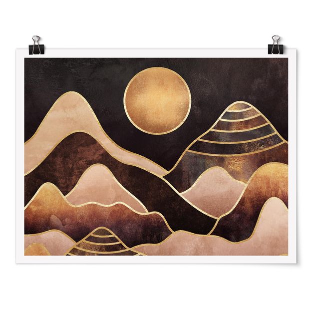Elisabeth Fredriksson Poster Goldene Sonne abstrakte Berge