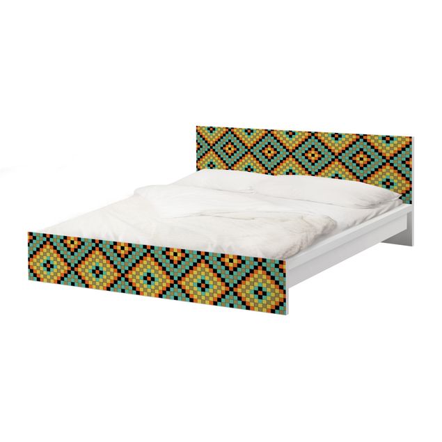 Möbelfolie für IKEA Malm Bett niedrig 140x200cm - Klebefolie Buntes Mosaik