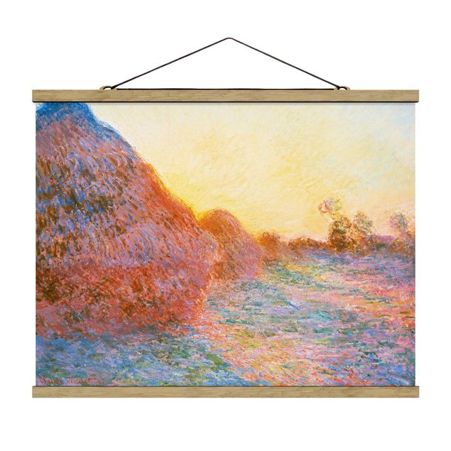 Stoffbild mit Posterleisten - Claude Monet - Strohschober - Querformat 4:3
