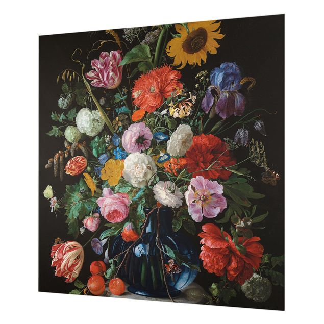 Glas Spritzschutz - Jan Davidsz de Heem - Glasvase mit Blumen - Quadrat - 1:1