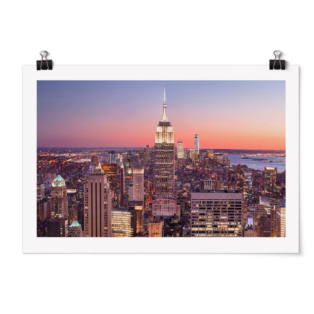 Poster - Sonnenuntergang Manhattan New York City - Querformat 2:3