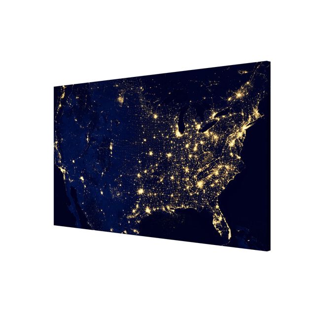 Magnettafel - NASA Fotografie USA von oben bei Nacht - Hochformat 3:2