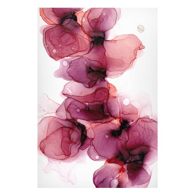Magnettafel - Wilde Blüten in Violett und Gold - Hochformat 2:3