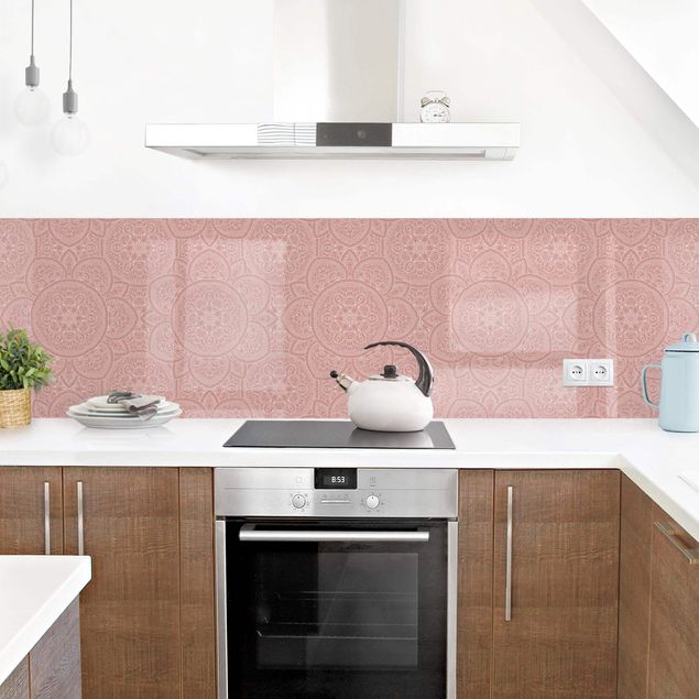 Küchenrückwand selbstklebend Große Mandala Muster in Altrosa