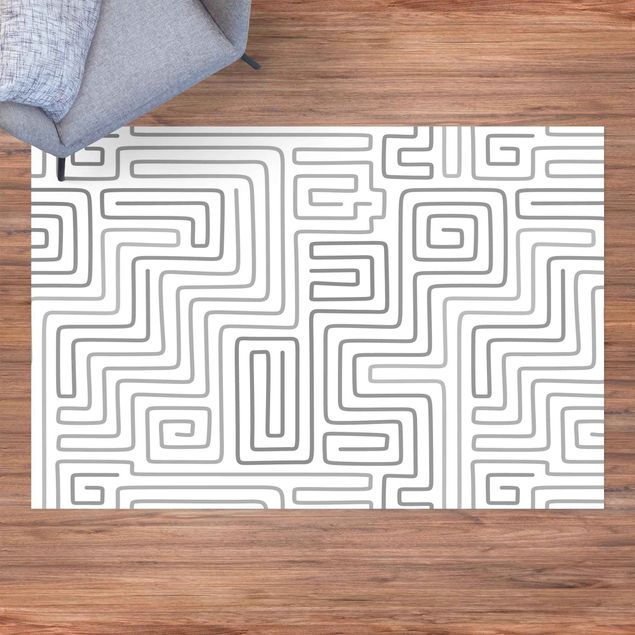 Teppich Balkon Labyrinth Muster in Grau