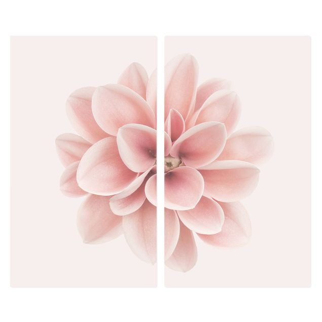 Herdabdeckplatte Glas - Dahlie Rosa Pastell Blume Zentriert - 52x60cm