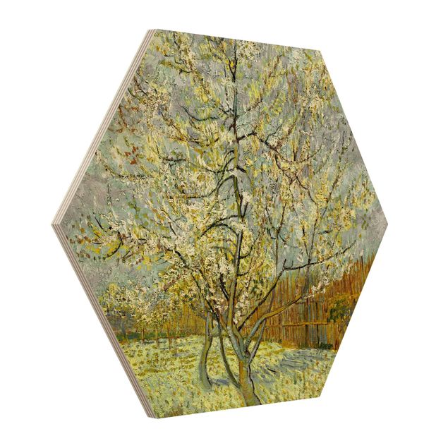 Wandbild Holz Vincent van Gogh - Pfirsichbaum rosa