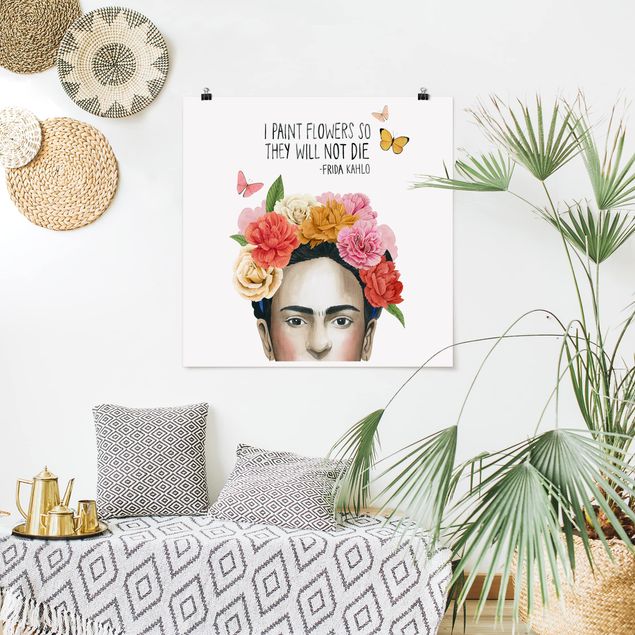 Poster - Fridas Gedanken - Blumen - Quadrat 1:1